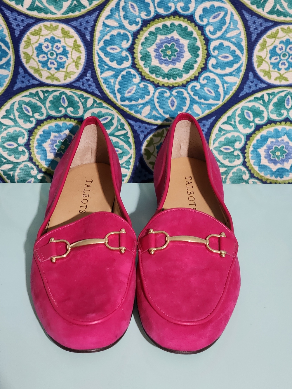Talbots Fuchsia Suede Bit-Detail Loafers